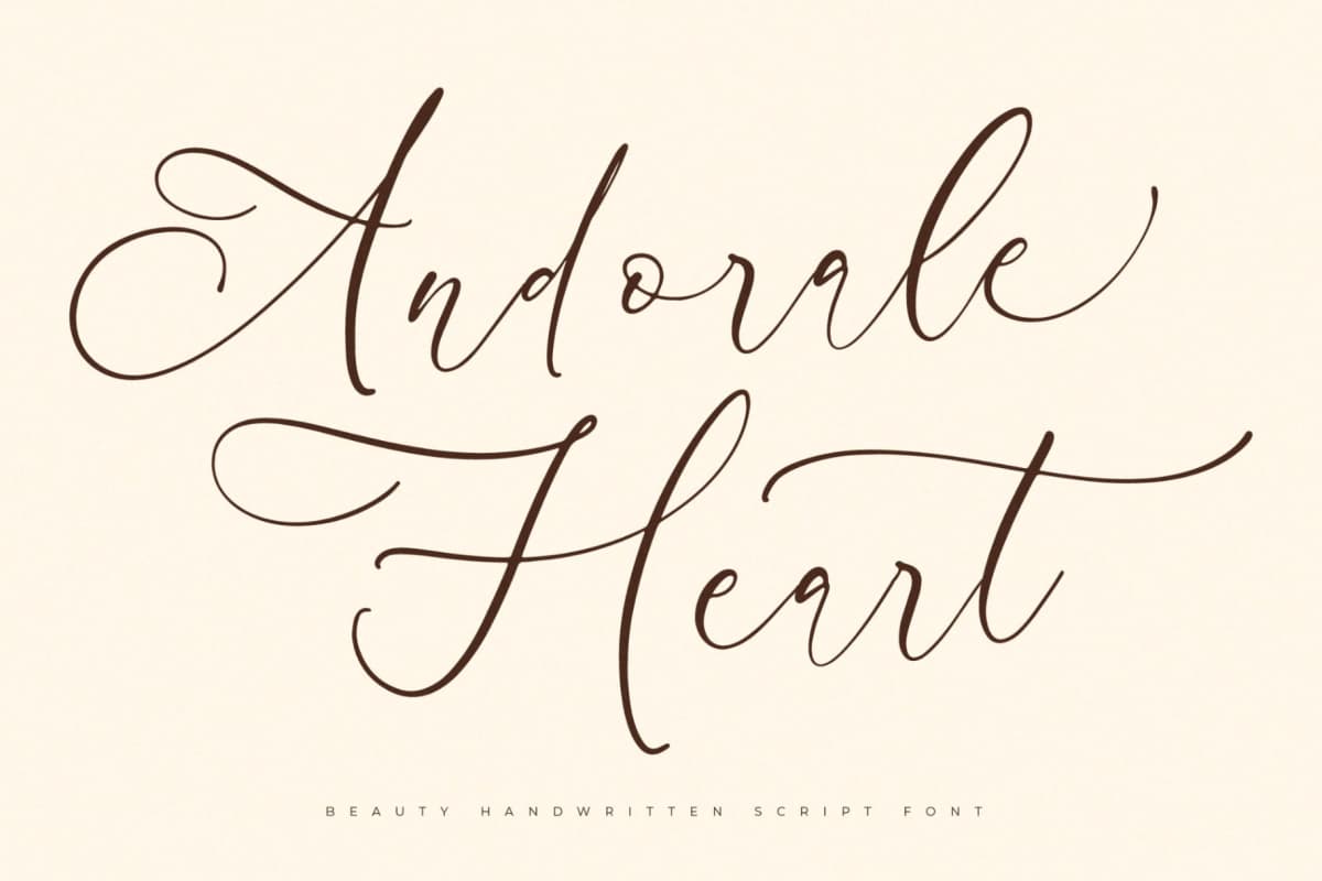 Preview of Andorale Heart – Beauty Handwritten Script Font font