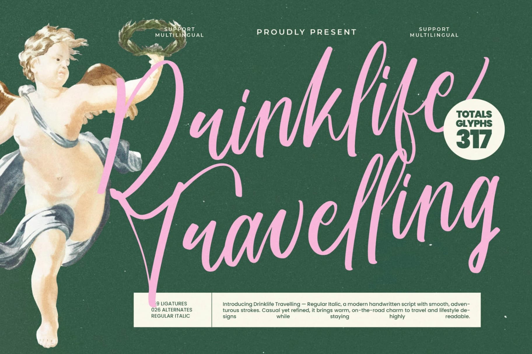 Preview of Drinklife Travelling - Modern Handwritten Font font
