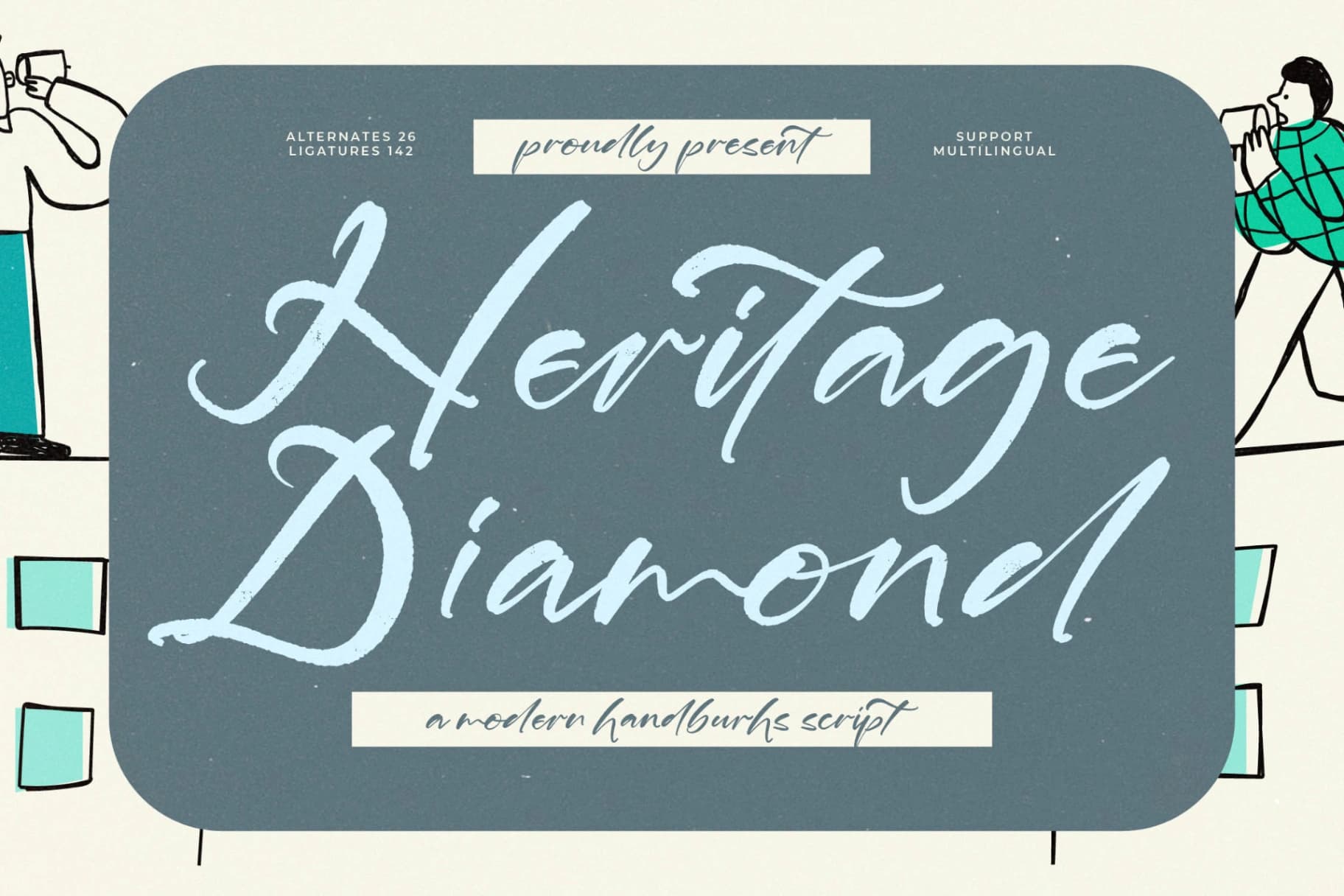 Preview of Heritage Diamond - Modern Handbrush Script font
