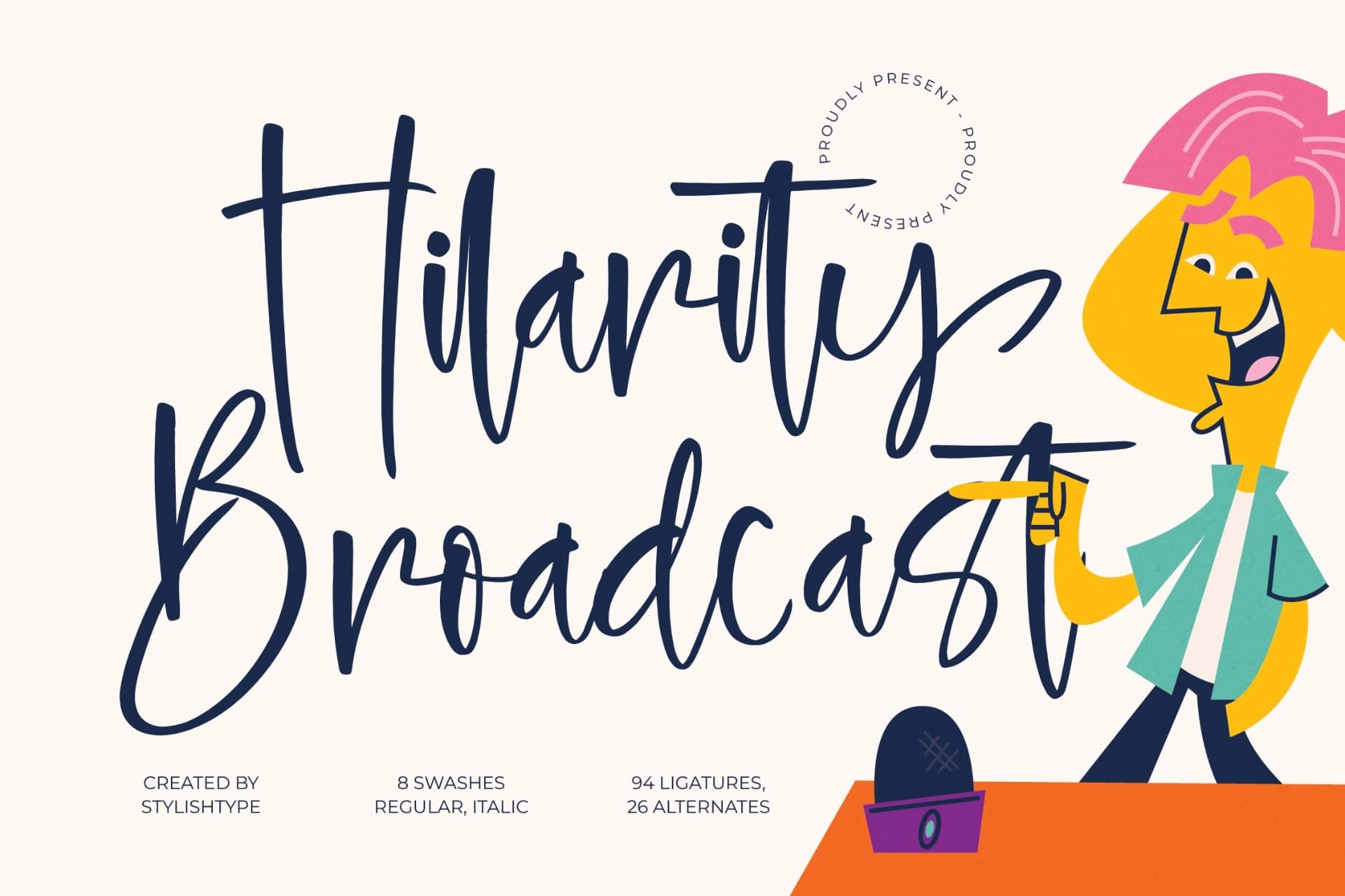 Preview of Hilarity Broadcast - Bold Handwritten Script font