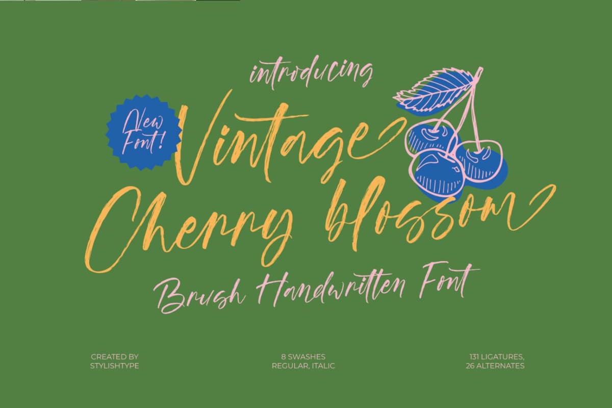 Vintage Cherry Blossom - Brush Handwritten Font font preview