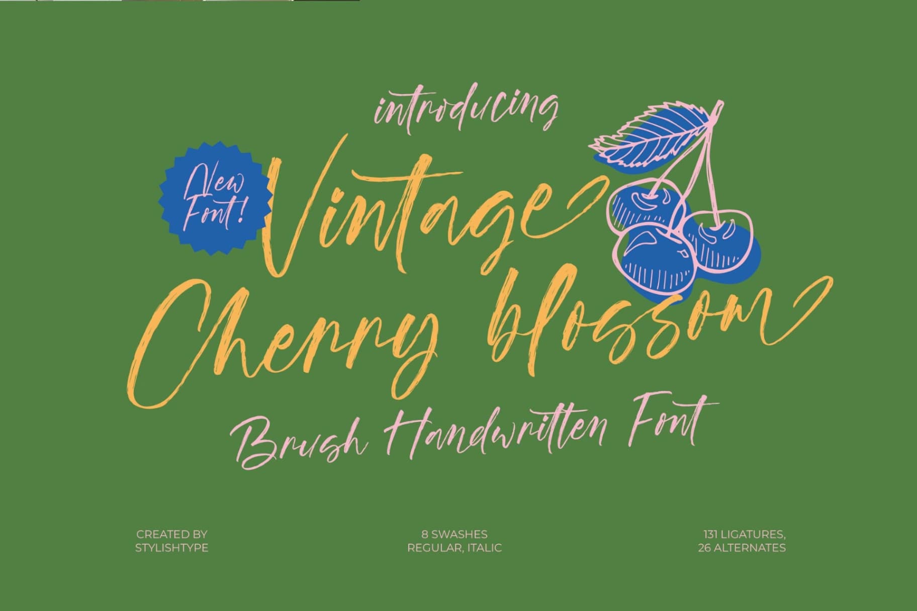 Preview of Vintage Cherry Blossom - Brush Handwritten Font font