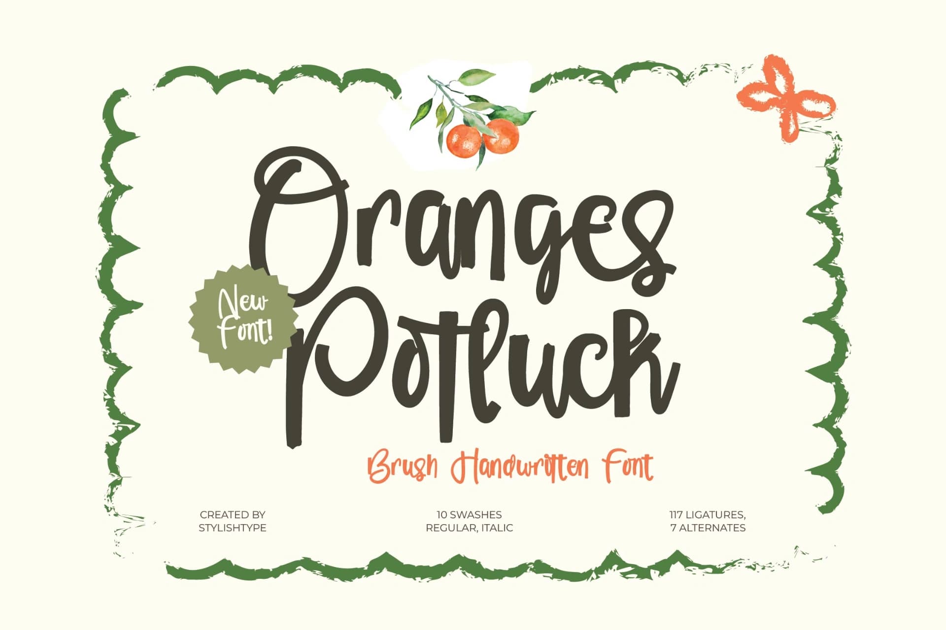 Preview of Orange Potluck - Brush Handwritten Font font