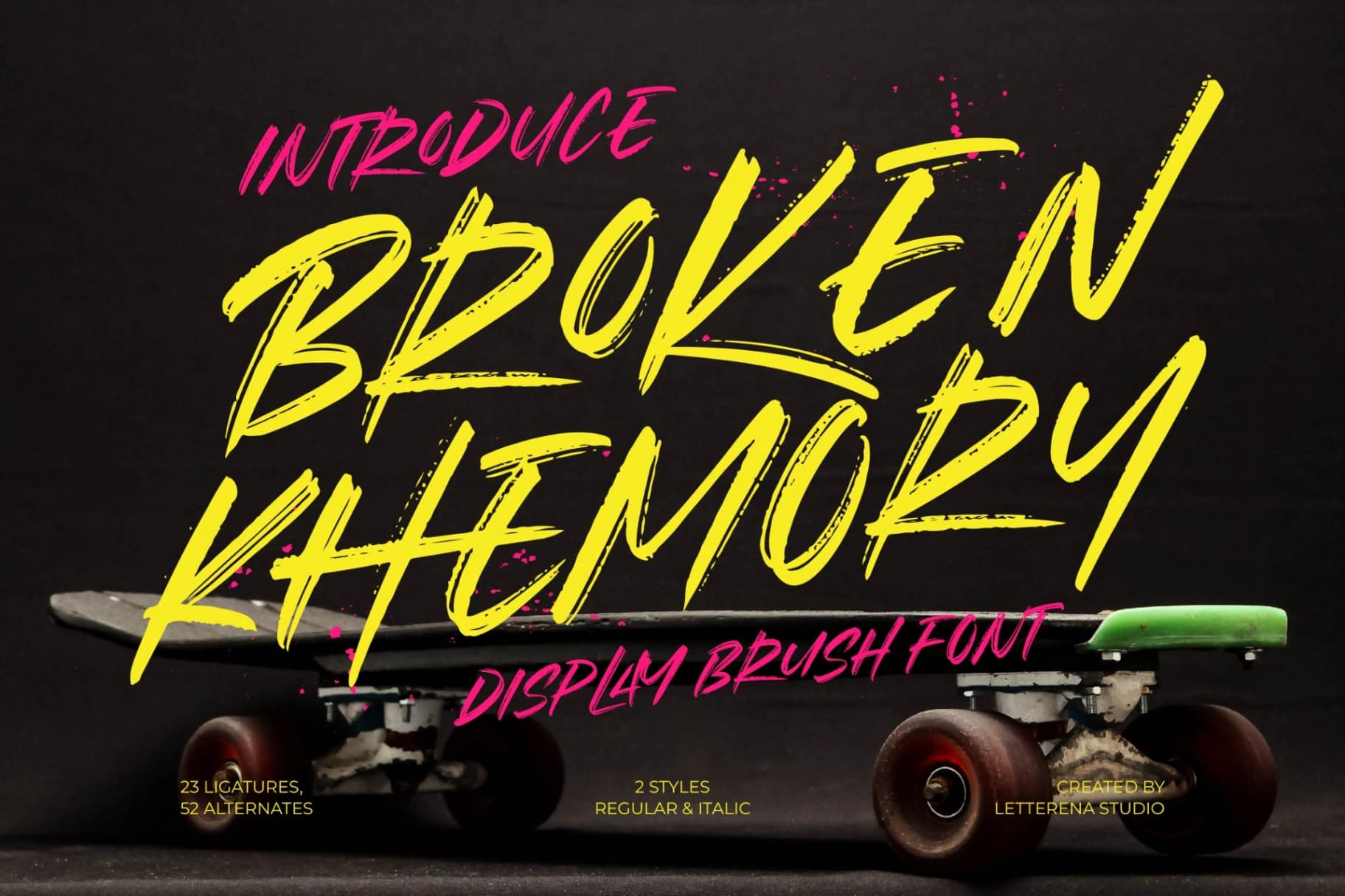 Preview 1 for Broken Khemory – Display Brush Font