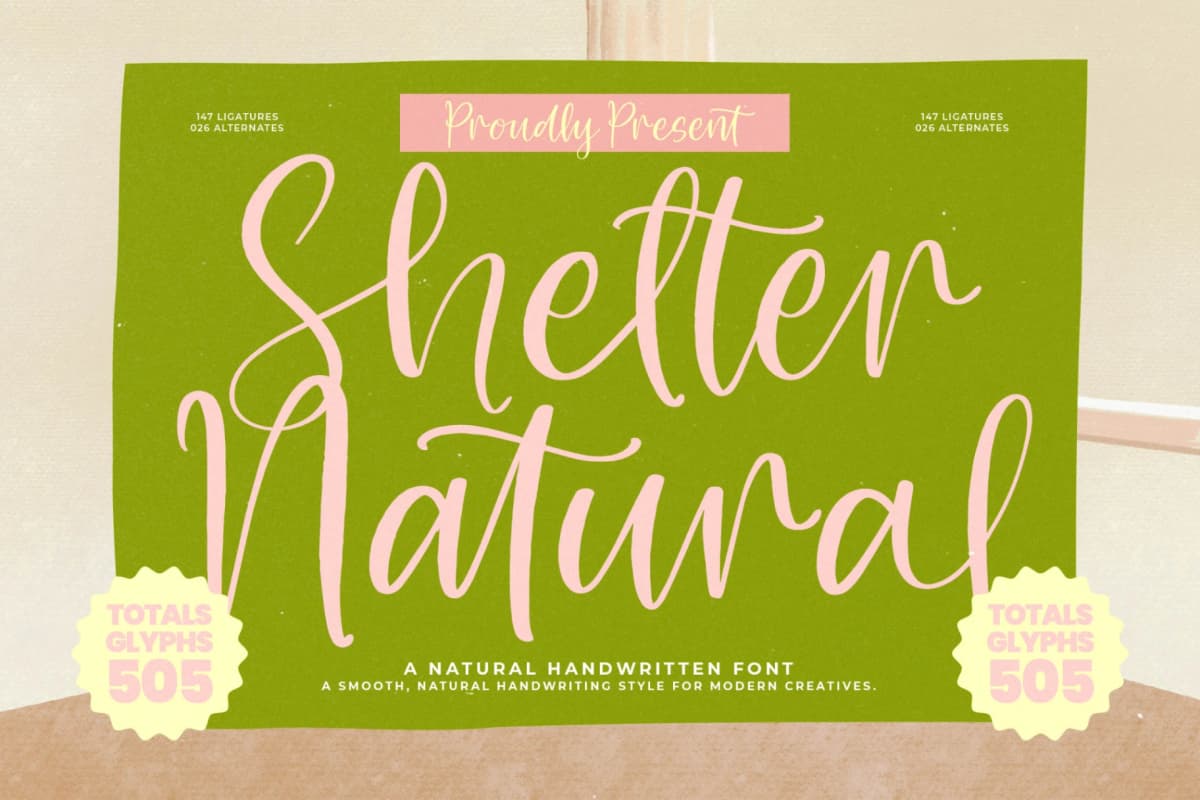 Shelter Natural - Natural Handwritten Font font preview