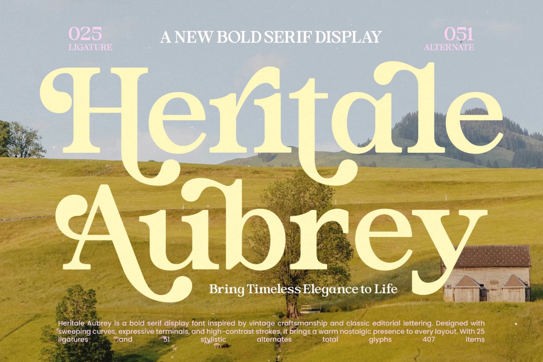 Preview of Heritale Aubrey - New Bold Serif Display Font font