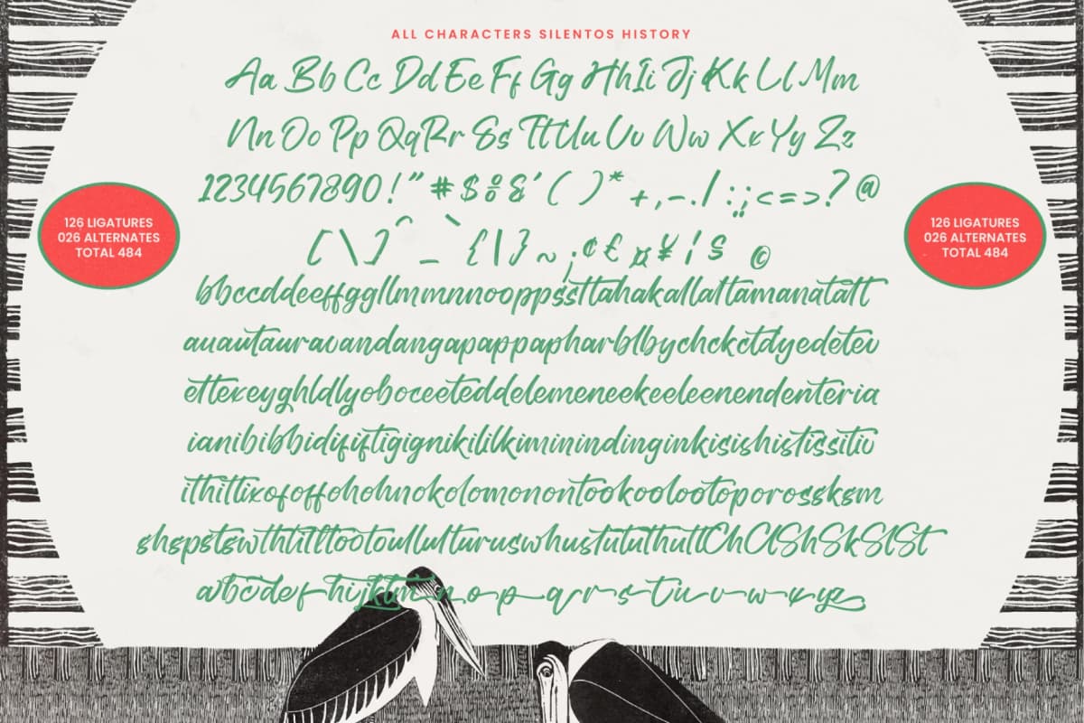 History Silentos - Brush Script Font font preview 15