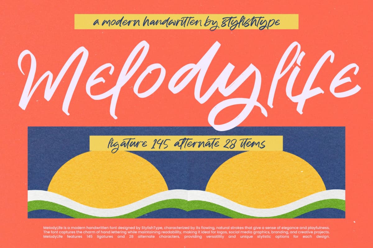 Melody Life - Modern Handwritten Font font preview 1