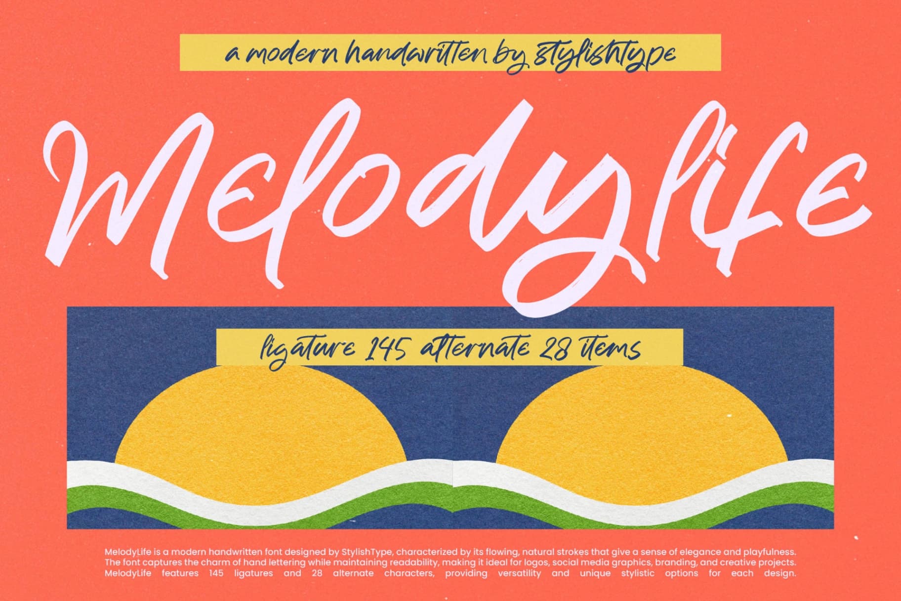 Preview of Melody Life - Modern Handwritten Font font