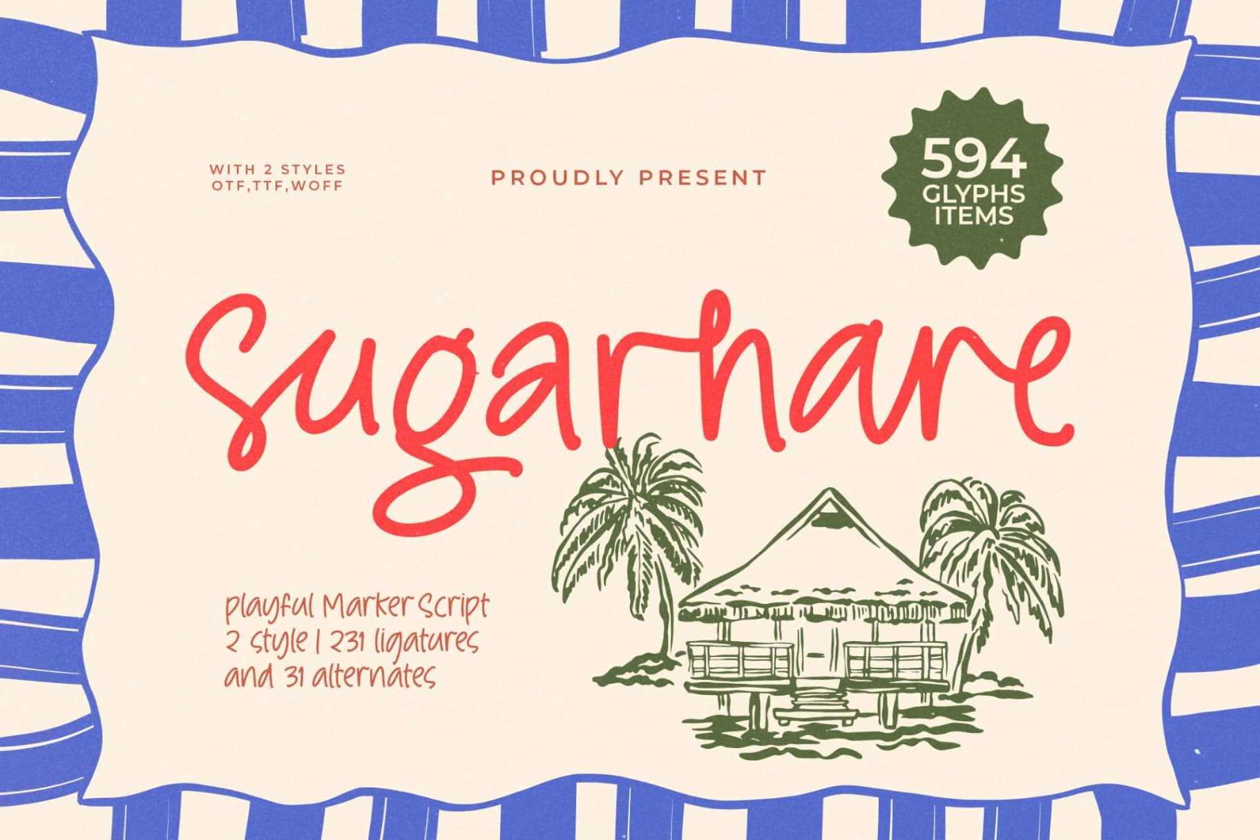 Preview of Sugarhare - Playful Marker Script font