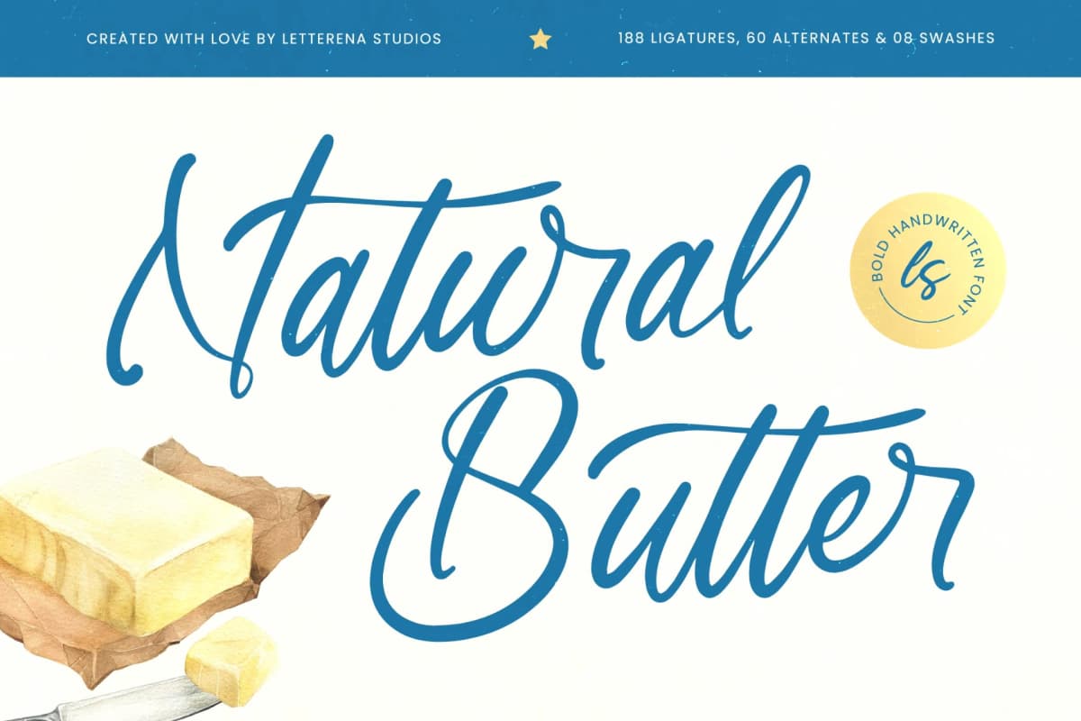 Natural Butter – Bold Handwritten Font font preview 1
