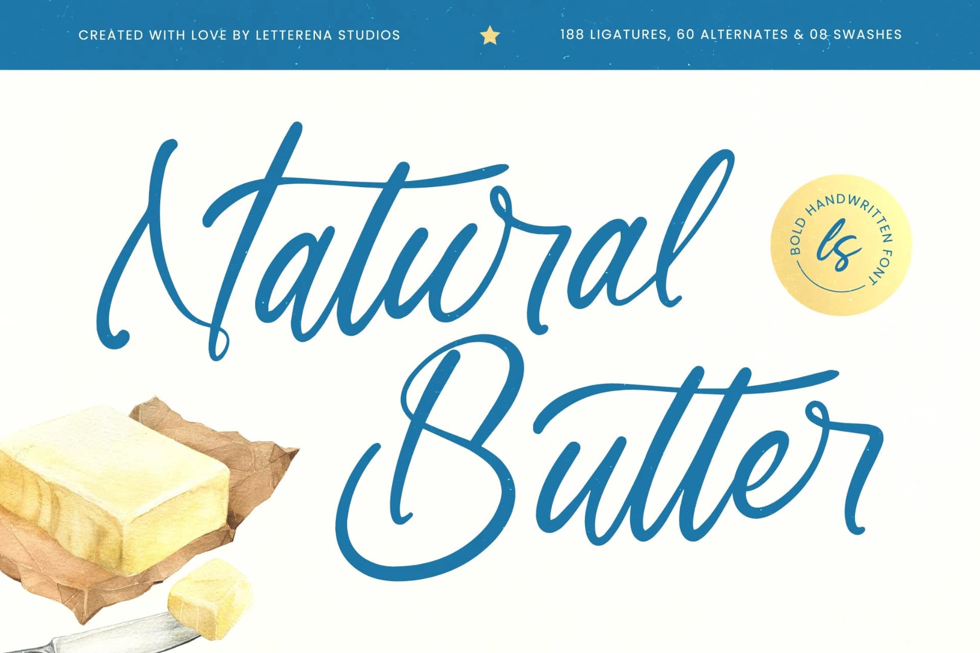 Preview of Natural Butter – Bold Handwritten Font font