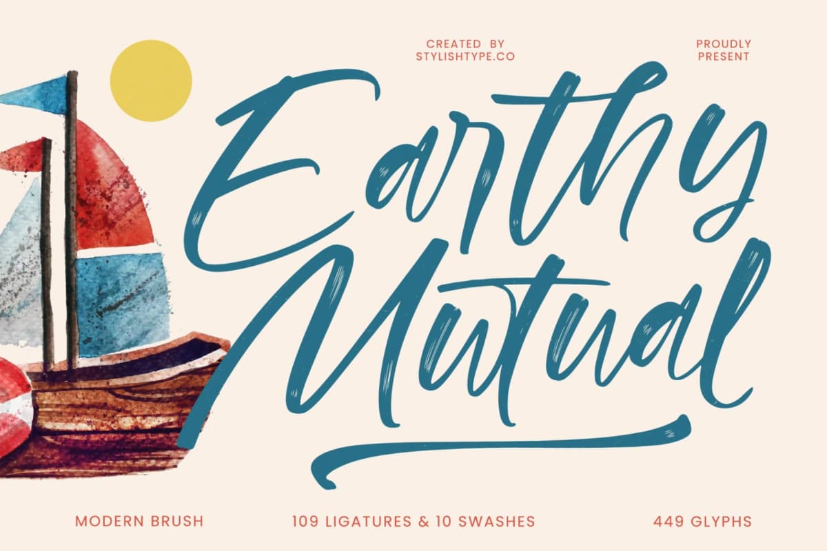 Earthy Mutual - Modern Brush Script font preview