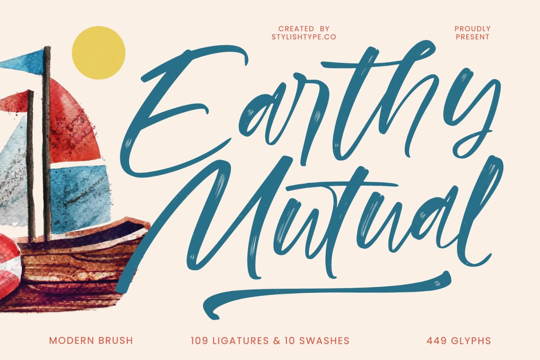 Preview of Earthy Mutual - Modern Brush Script font