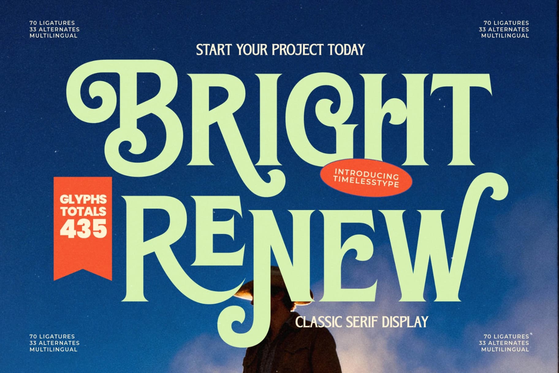 Preview of Bright Renew - Classic Serif Display Font font