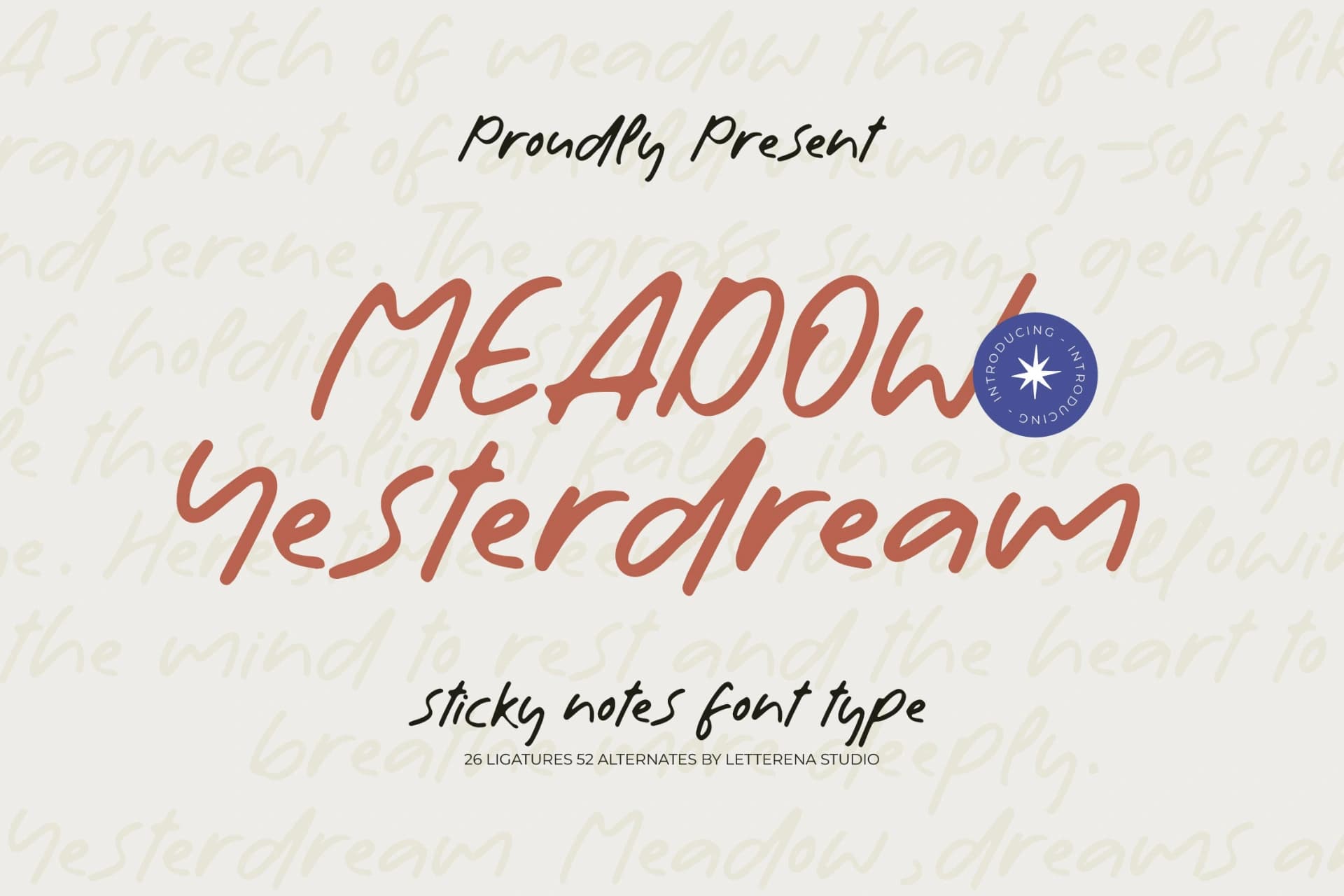 Preview of Meadow Yesterdream - Sticky Notes Font Type font