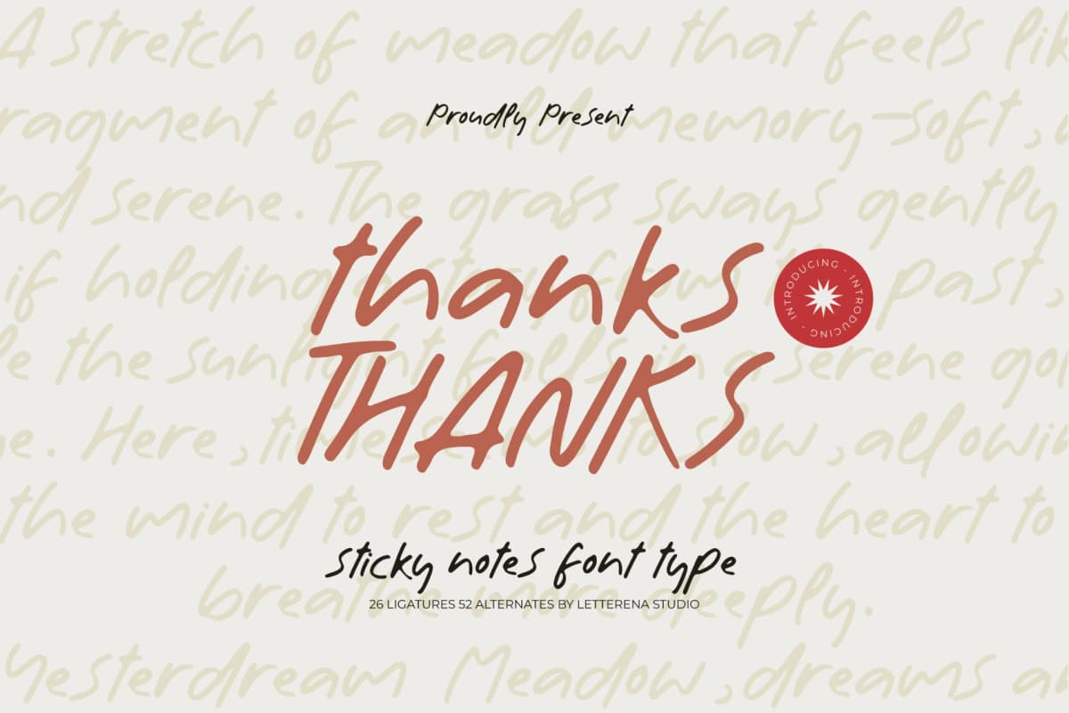 Meadow Yesterdream - Sticky Notes Font Type font preview 20