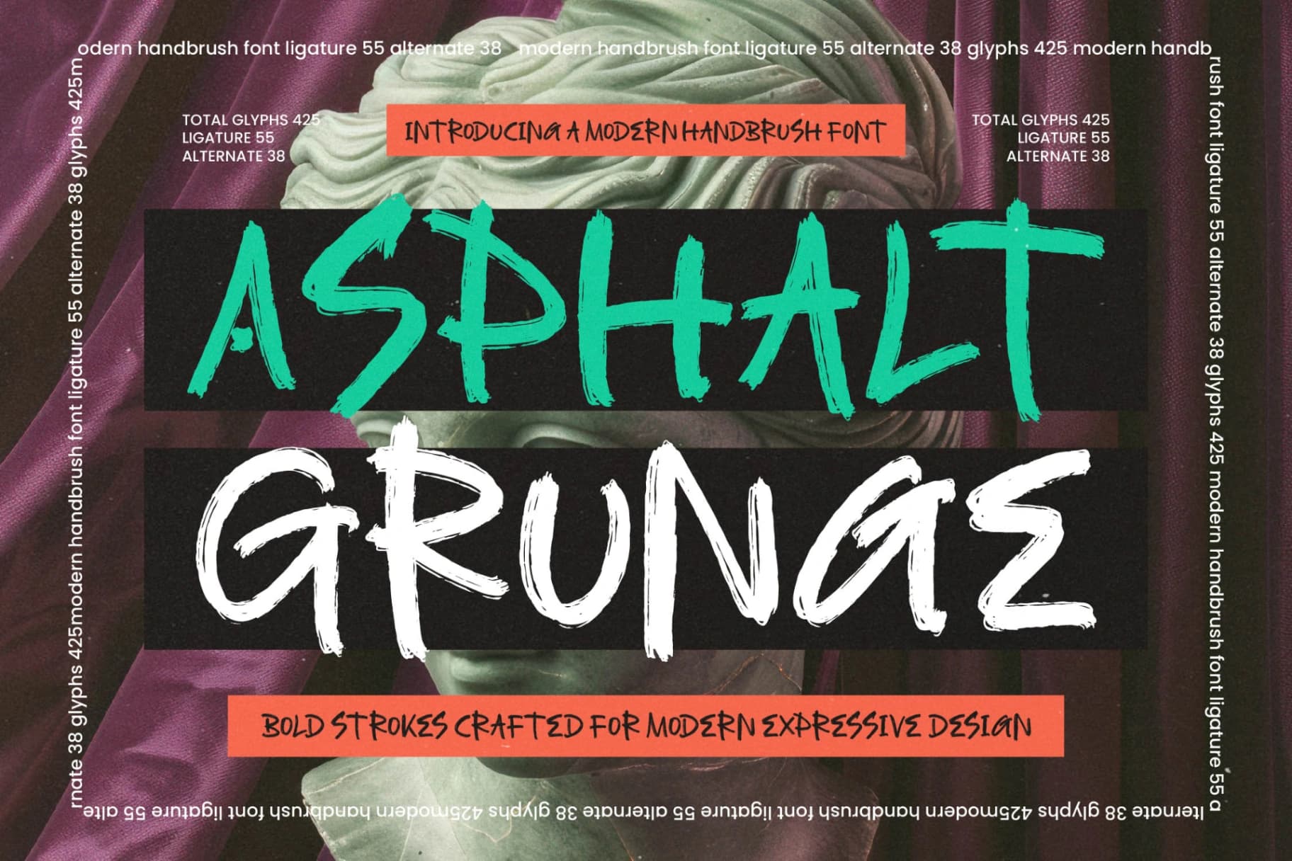 Preview of Asphalt Grunge - Modern Handbrush Font font