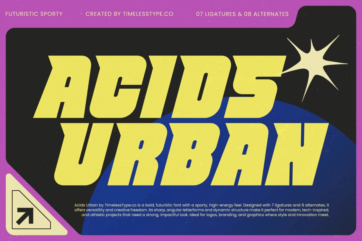 Acids Urban Italic - Futuristic Sporty Display Font font preview