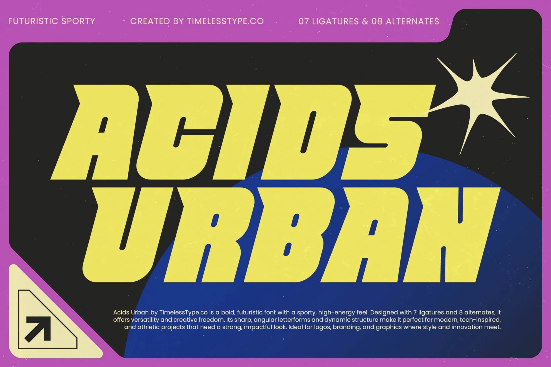 Preview of Acids Urban Italic - Futuristic Sporty Display Font font