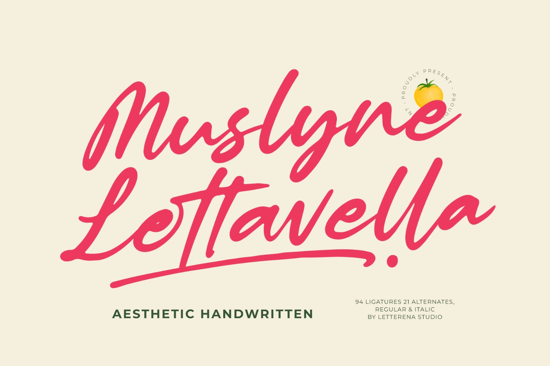 Preview 1 for Muslyne Lettavella – Aesthetic Handwritten Font