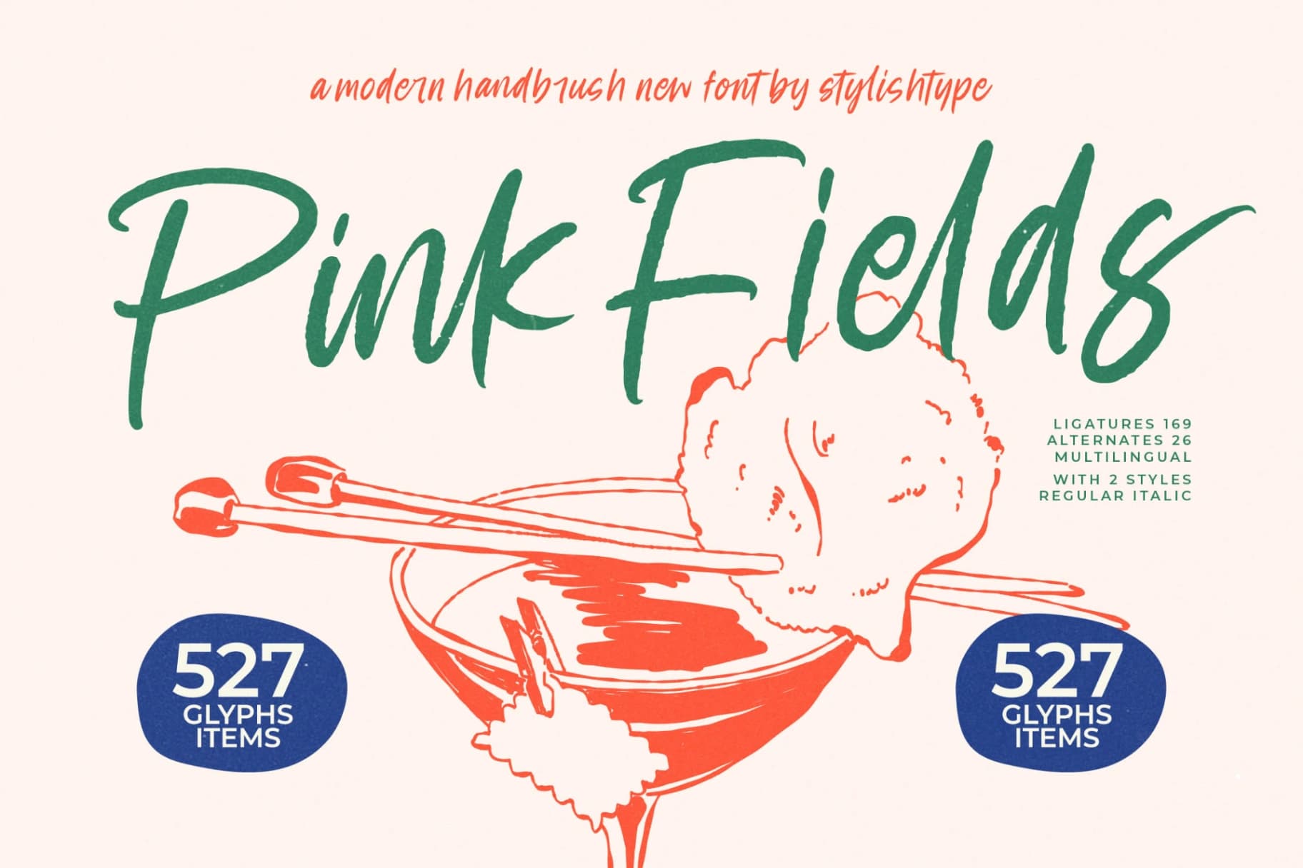 Preview 1 for Pink Fields - Modern Handbrush Font