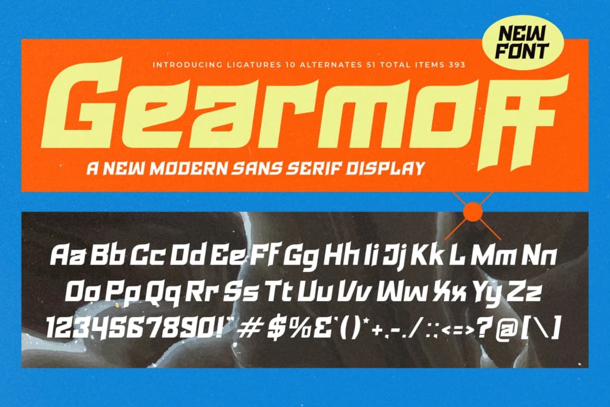 Preview of Gearmoff - Modern Sans Serif Display font