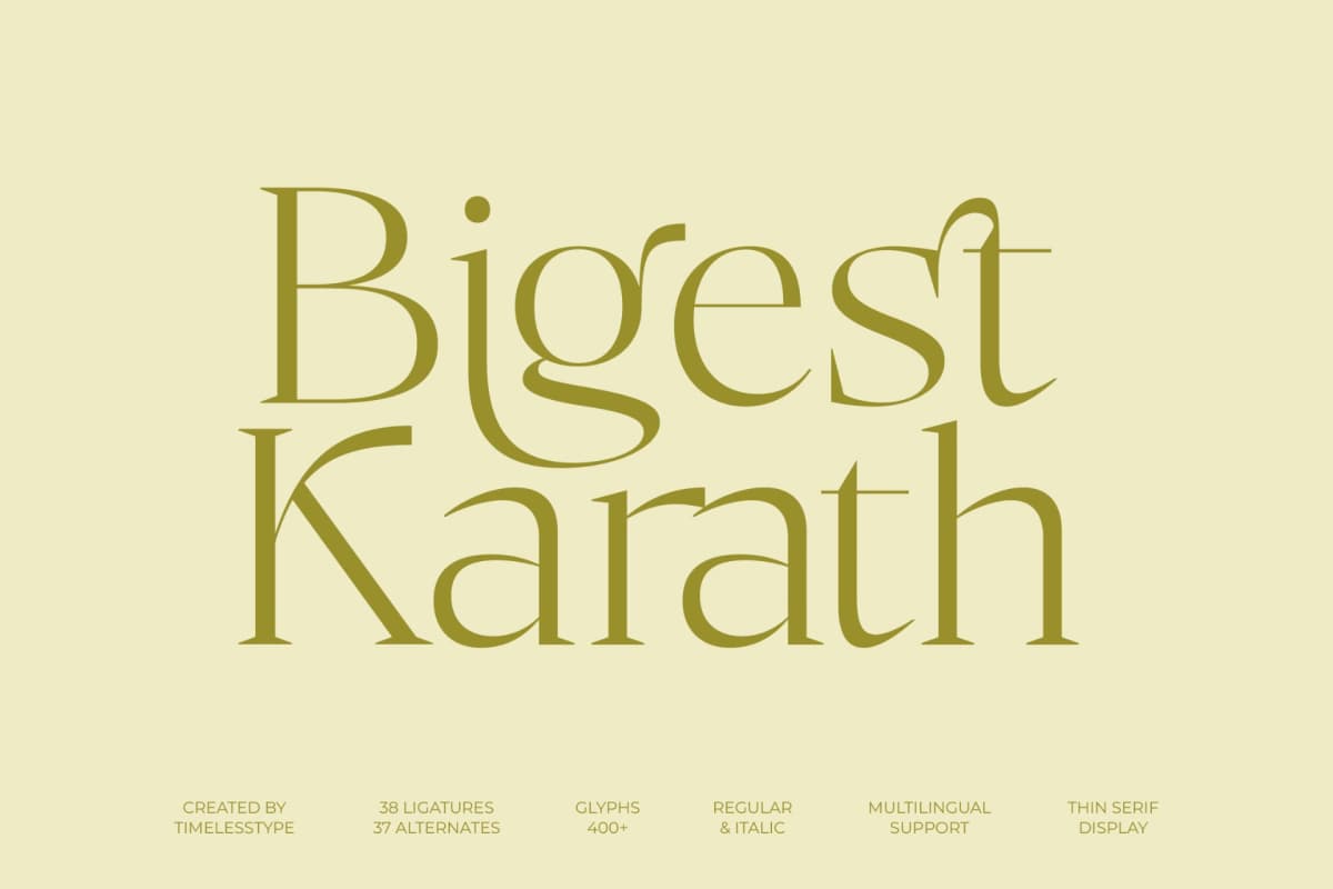 Bigest Karath - Thin Serif Display font preview 1