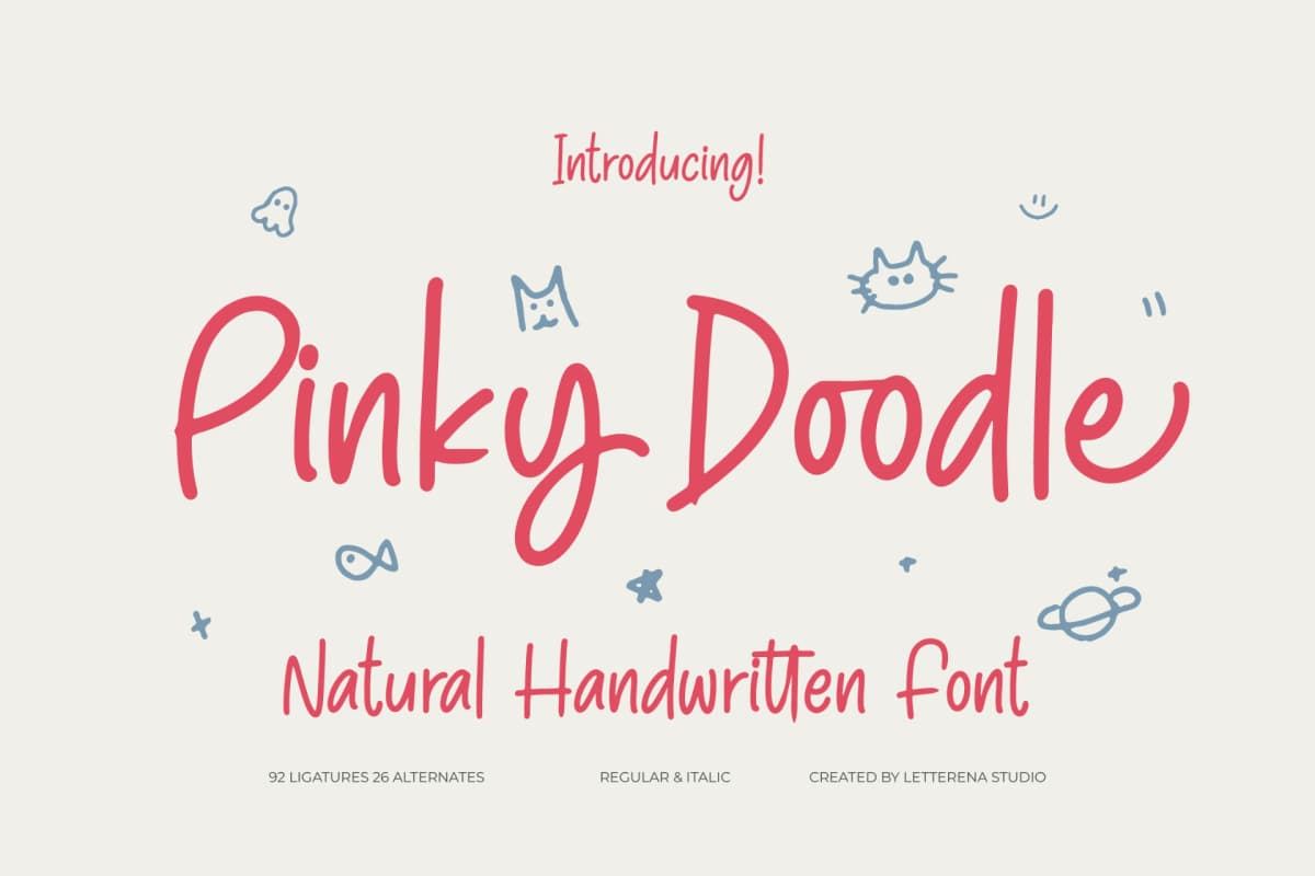Preview of Pinky Doodle – Natural Handwritten Font font