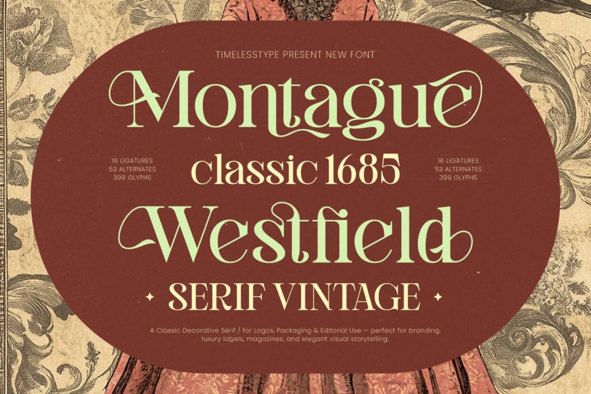 Montague Westfield - Serif Vintage font preview 1