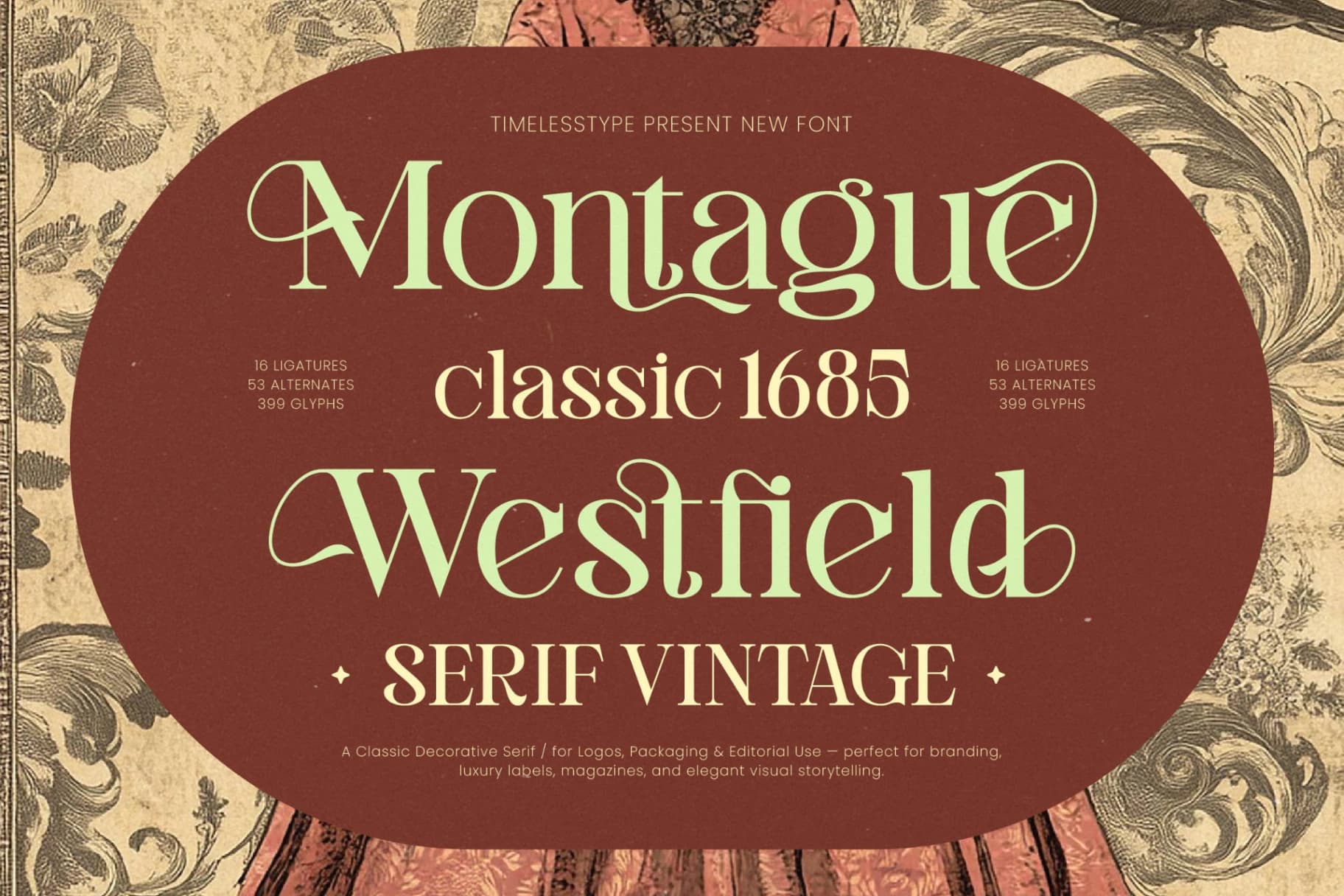 Preview of Montague Westfield - Serif Vintage font