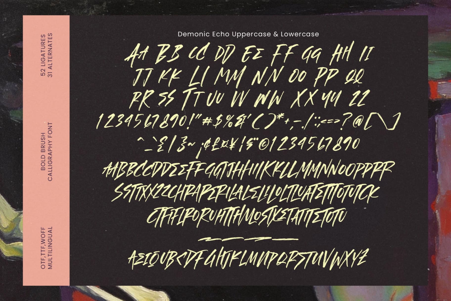 Preview 18 for Demonic Echo - Bold Brush Calligraphy Font