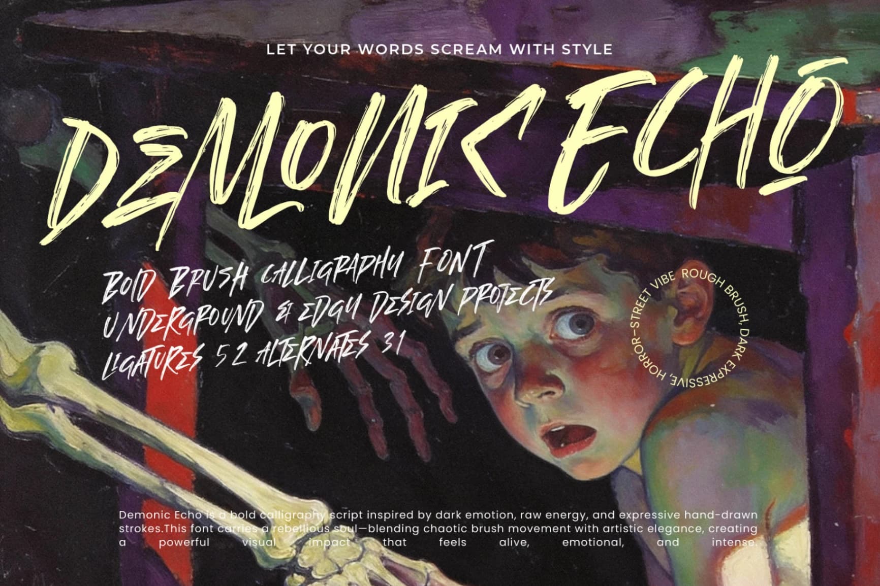 Preview of Demonic Echo - Bold Brush Calligraphy Font font