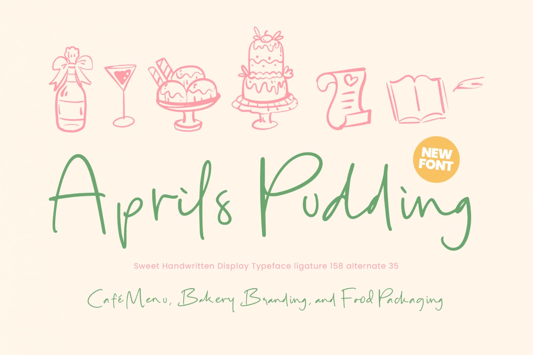 Preview of Aprils Pudding - Sweet Handwritten Display font