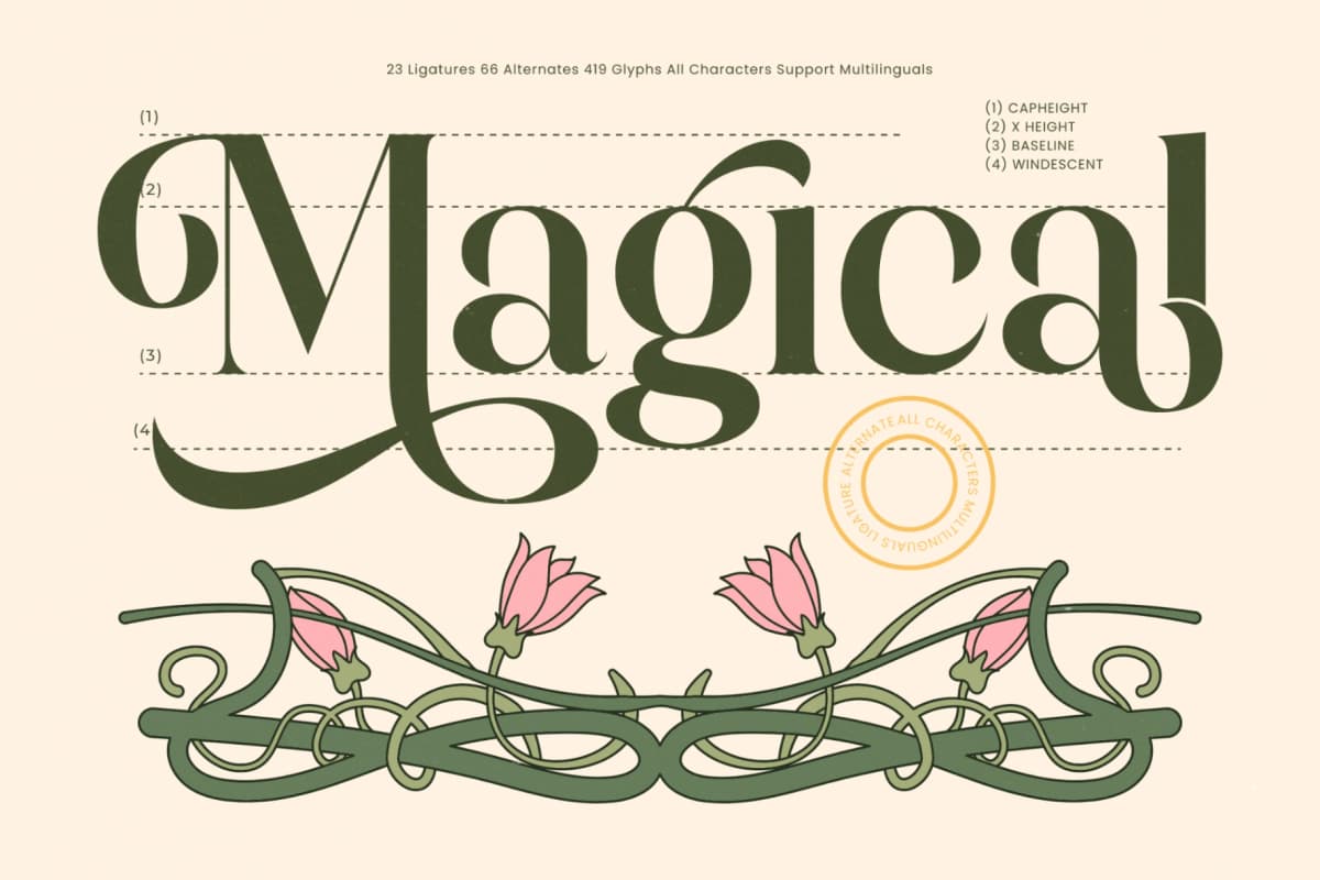 Preview 16 for Magical Qardin - Classic Decorative Serif