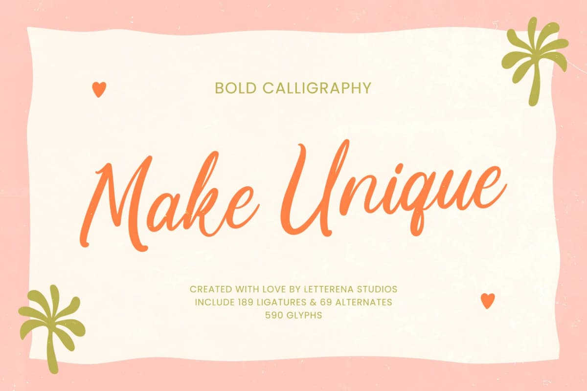 Preview of Make Unique – Bold Calligraphy Font font