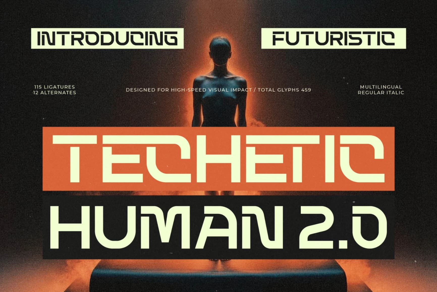 Preview of Techetic Human - Futuristic Sans Serif Display font