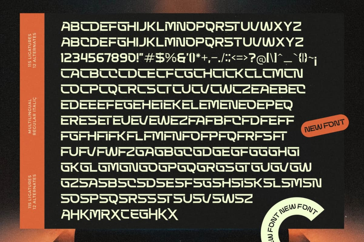 Techetic Human - Futuristic Sans Serif Display font preview 15