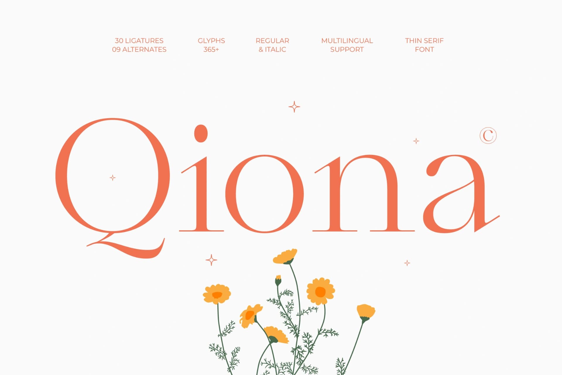 Preview of Qiona - Thin Serif Font font