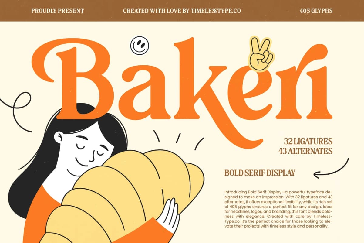 Bakeri - Bold Serif Display font preview 1