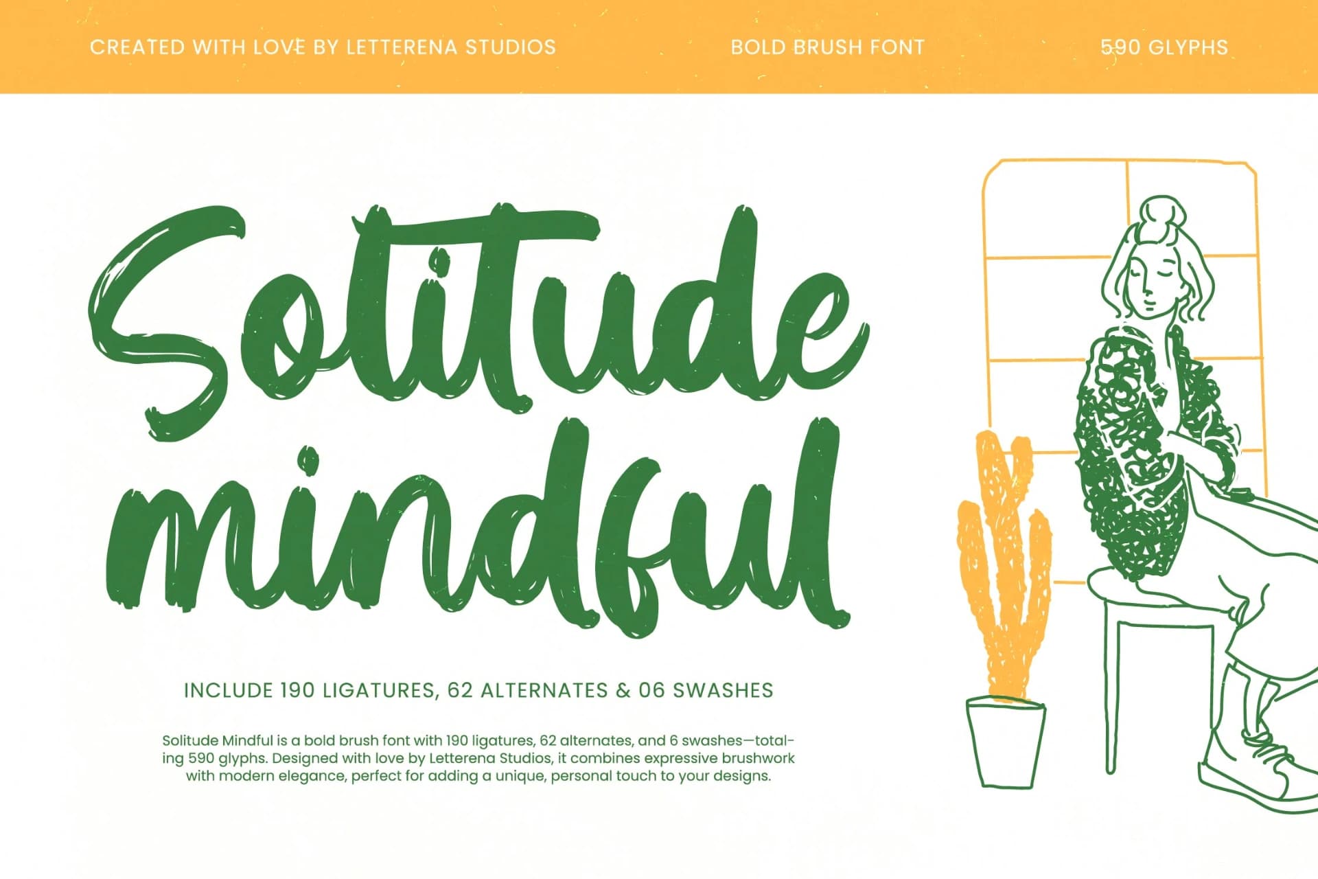 Preview of Solitude Mindful - Bold Brush Font font