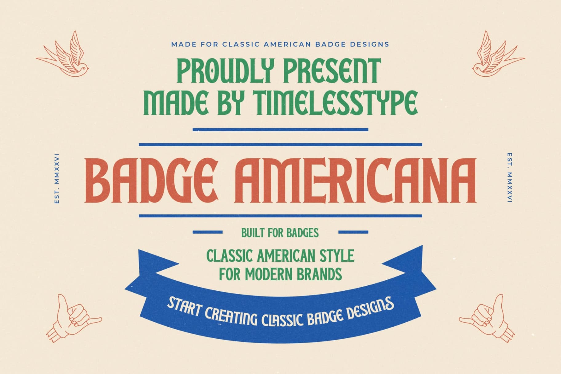 Preview of Badge Americana - Vintage Serif Display font