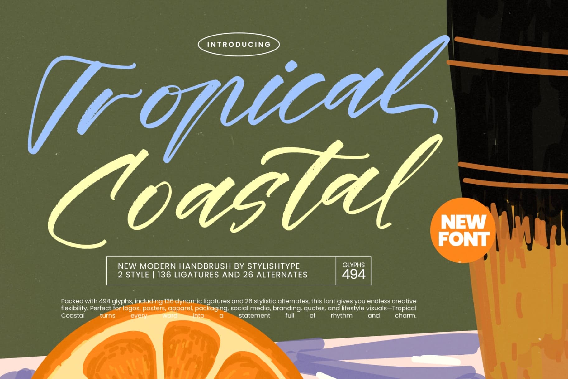 Preview of Tropical Coastal - Modern Handbrush Font font