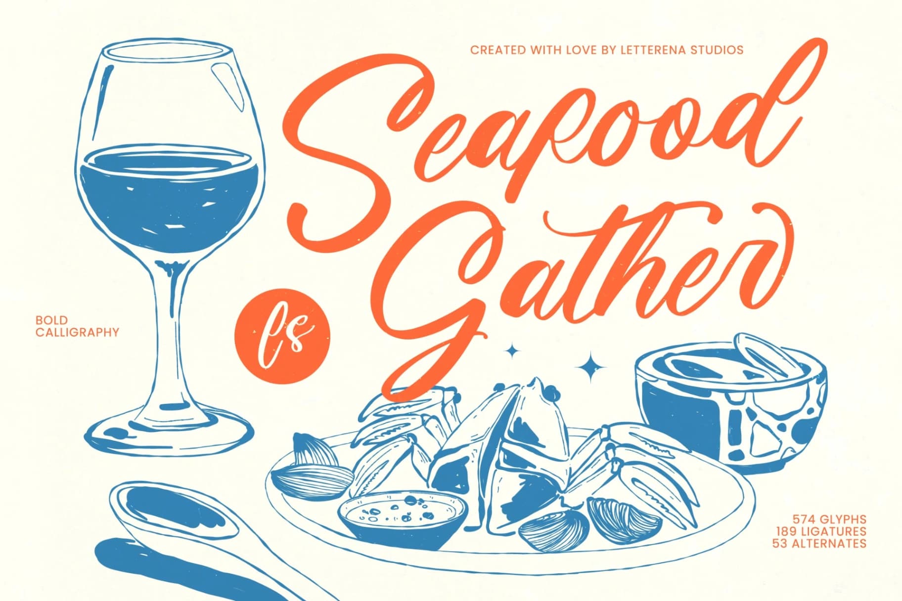 Preview of Seafood Gather - Bold Calligraphy font