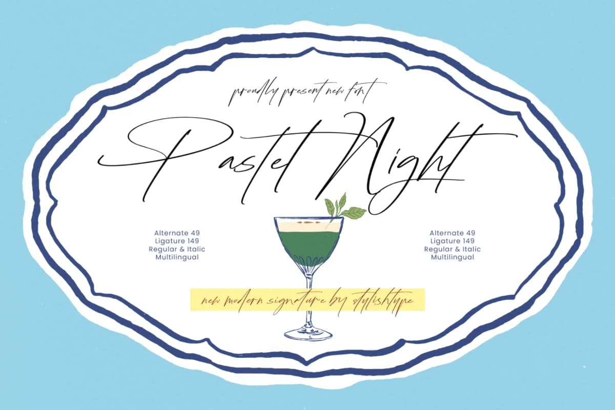 Pastel Night - Modern Signature font preview