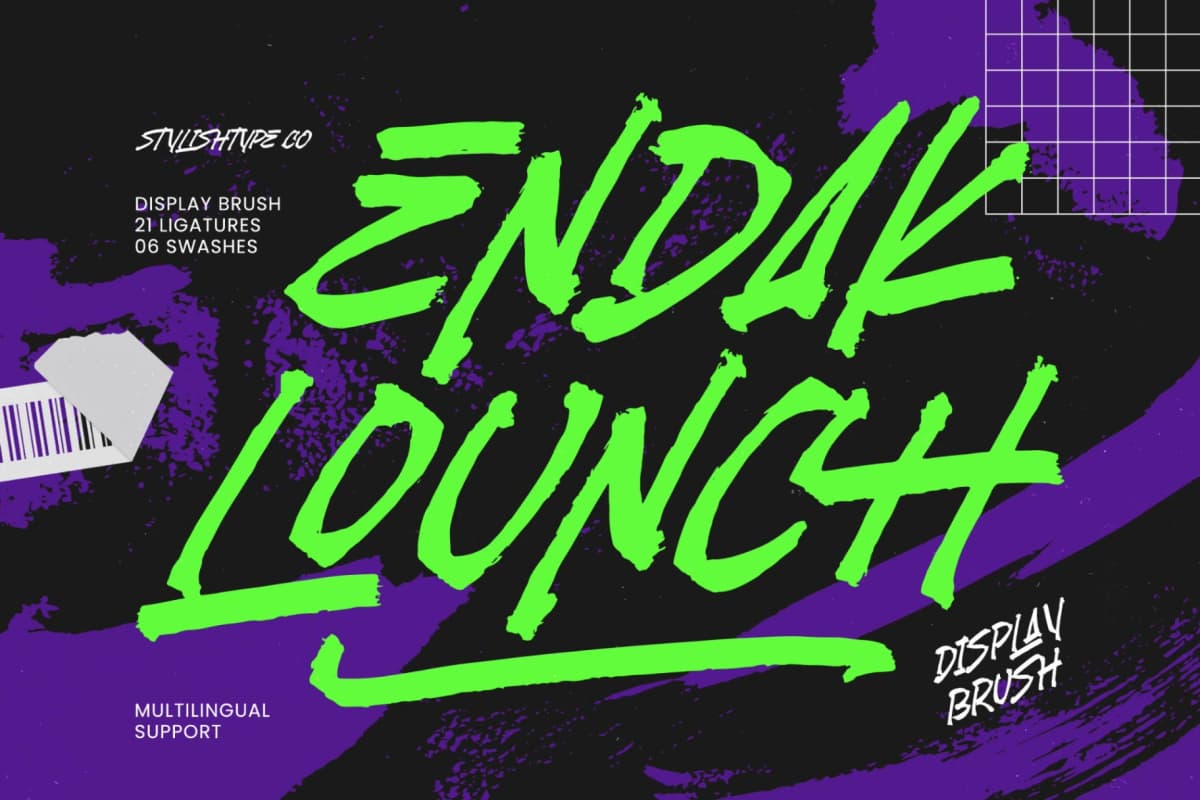 Endak Lounch - Display Brush Font font preview