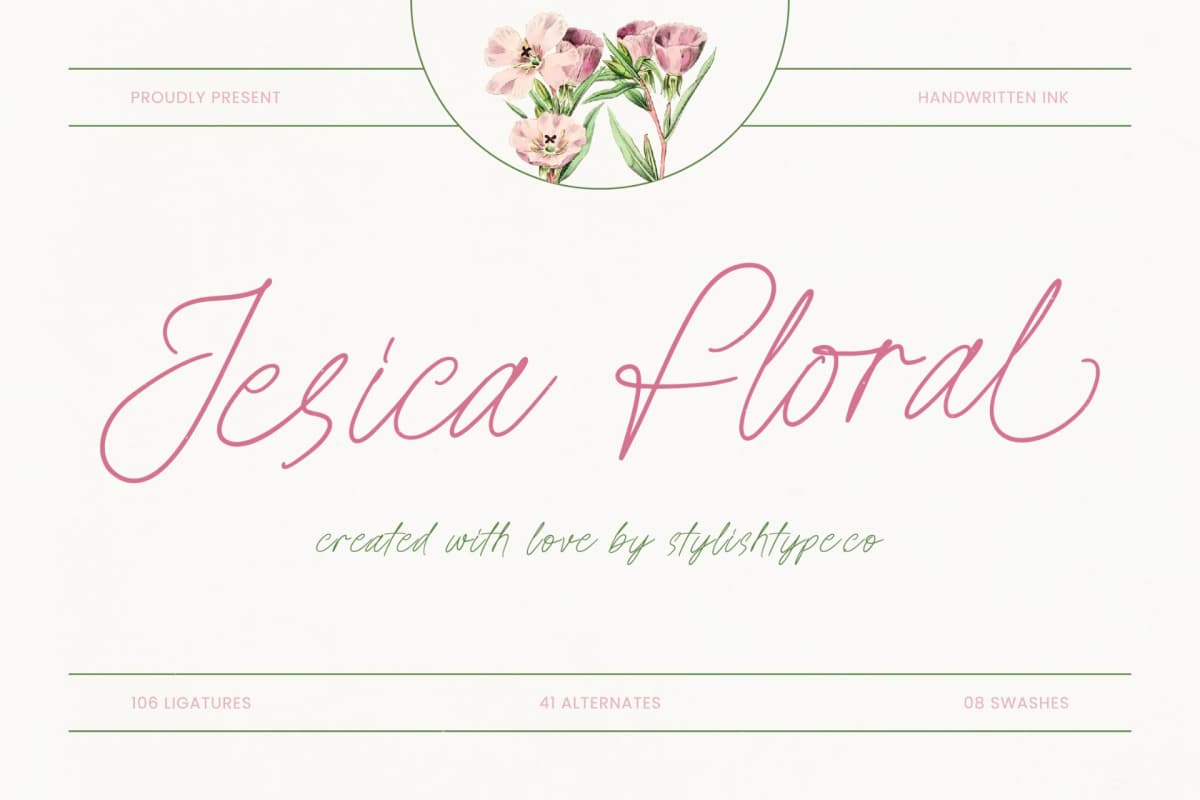Jesica Floral - Handwritten Ink Font font preview