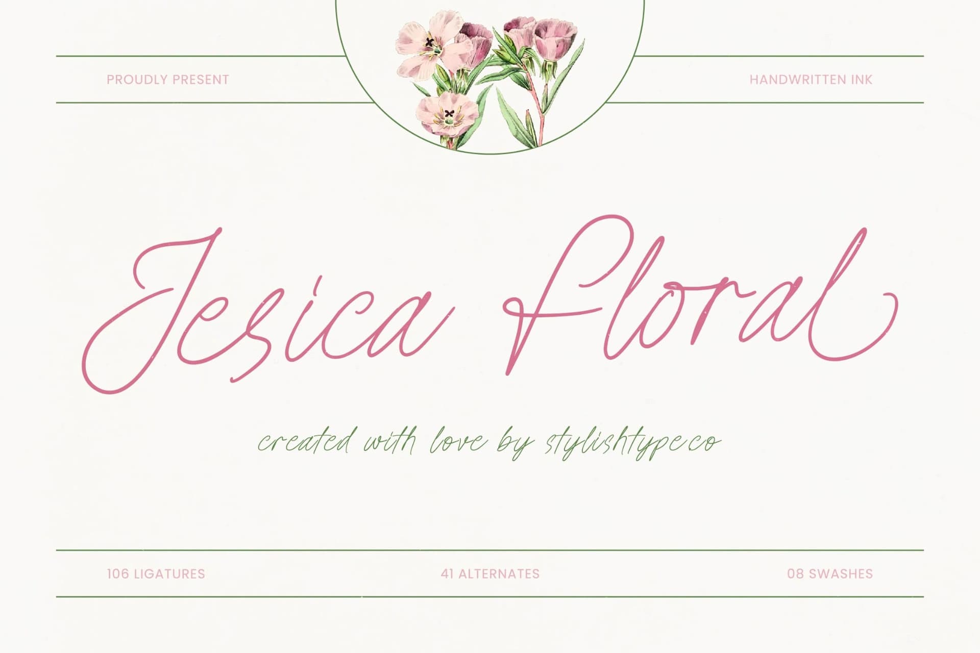 Preview 1 for Jesica Floral - Handwritten Ink Font