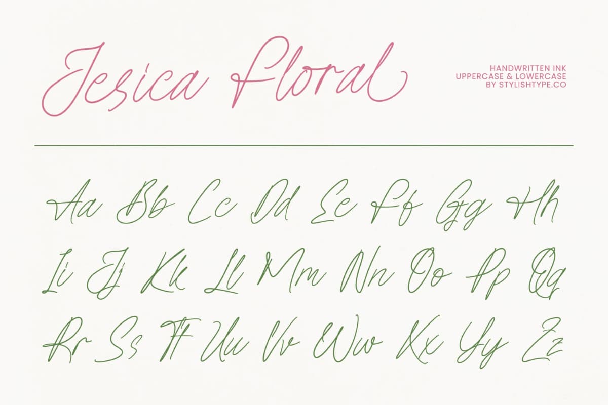 Preview 6 for Jesica Floral - Handwritten Ink Font