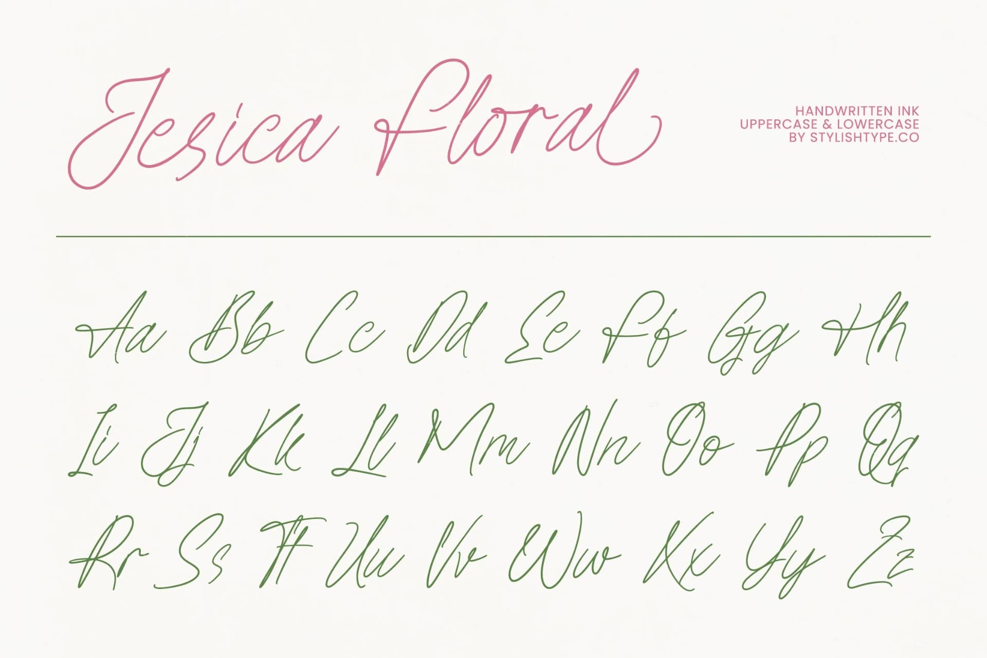 Preview 6 for Jesica Floral - Handwritten Ink Font